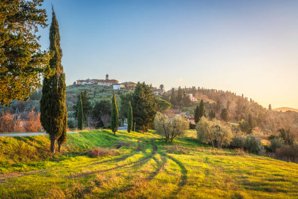 Veduta della campagna intorno a La Sterza, frazione di Lajatico